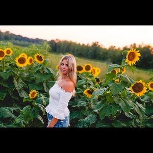 White off the shoulder crochet top